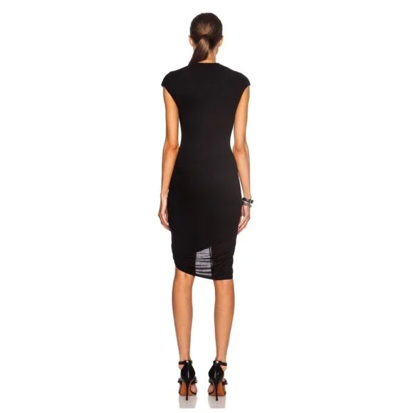 Helmut Lang Black Asymmetrical Draped Knotted Jersey Dress S Vamp Glam Cocktail - Picture 5 of 8